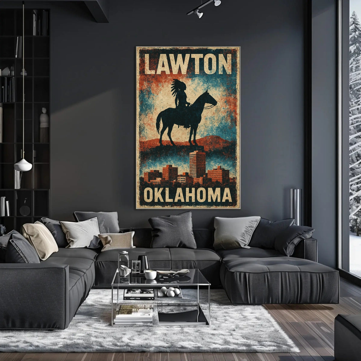 Vintage Lawton Oklahoma Cityscape Heritage Poster