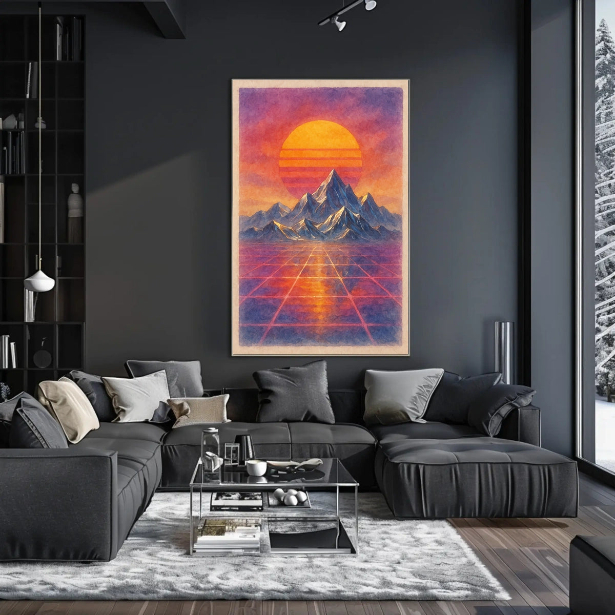 Futuristic Landscape Art: Retro-Futurism Sci-Fi Poster