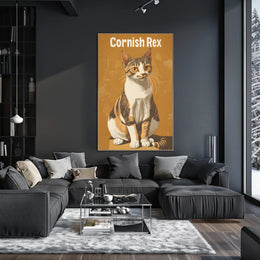 Cornish Rex Cat Portrait Digital Painting Wall Poster