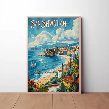 San Sebastian Bay and Cityscape Travel Poster