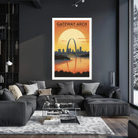 Gateway Arch Sunset Poster Travel Wall Art Print