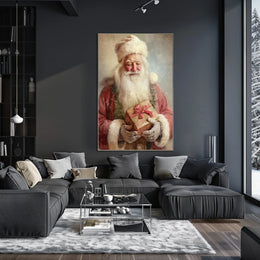 Santa Claus With A Gift Poster