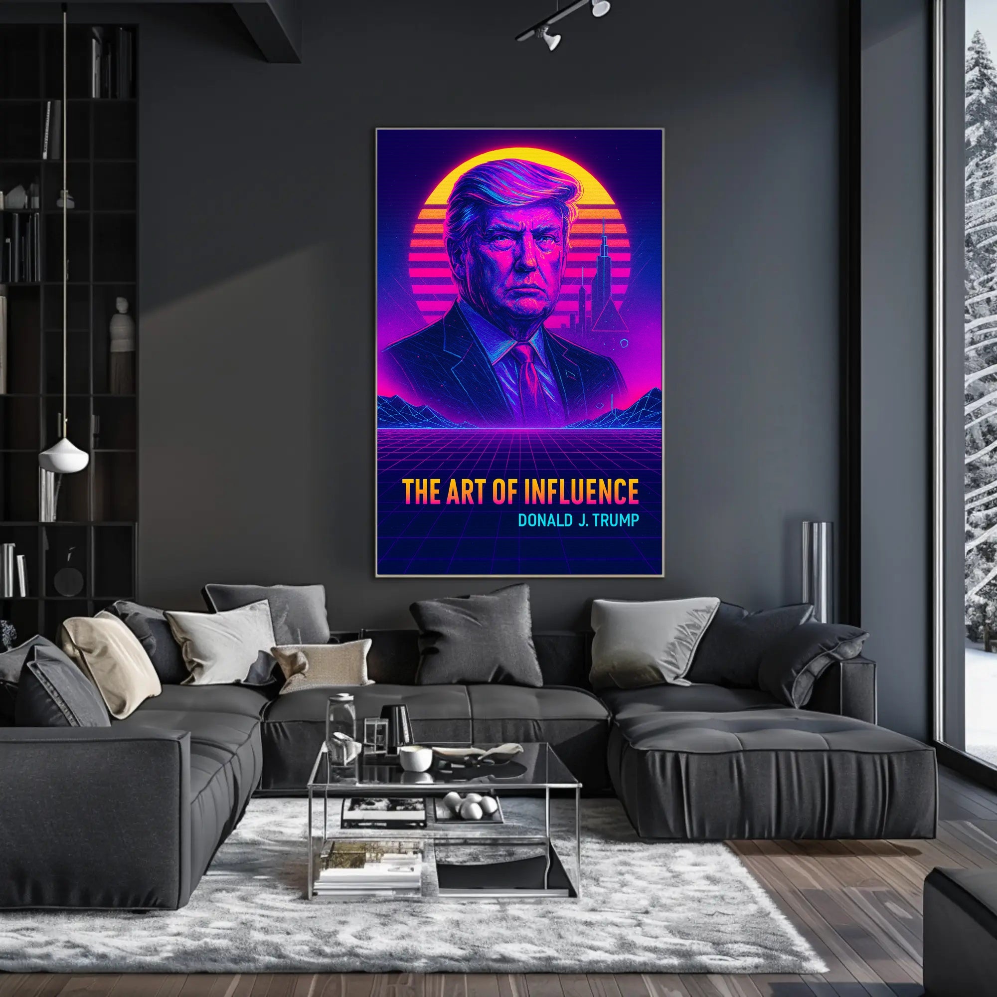 The Art of Influence Donald Trump Neon Retro-Futuristic Poster