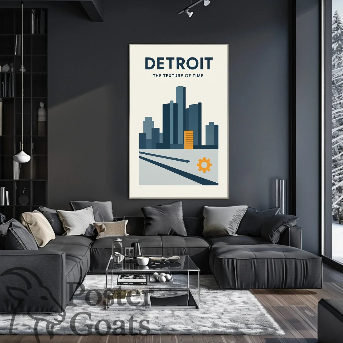 Detroit Cityscape Modern Industrial Urban Artwork Poster