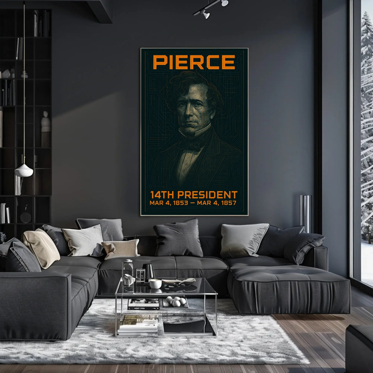 Franklin Pierce 14th President of the United States Techno Schematic Poster