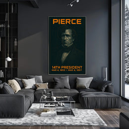 Franklin Pierce 14th President of the United States Techno Schematic Poster