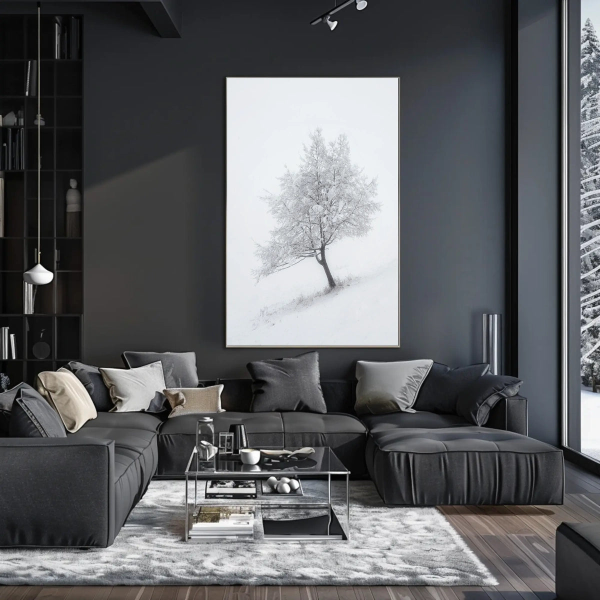 Winter Serenity: Minimalist Snowy Tree Artistic Poster