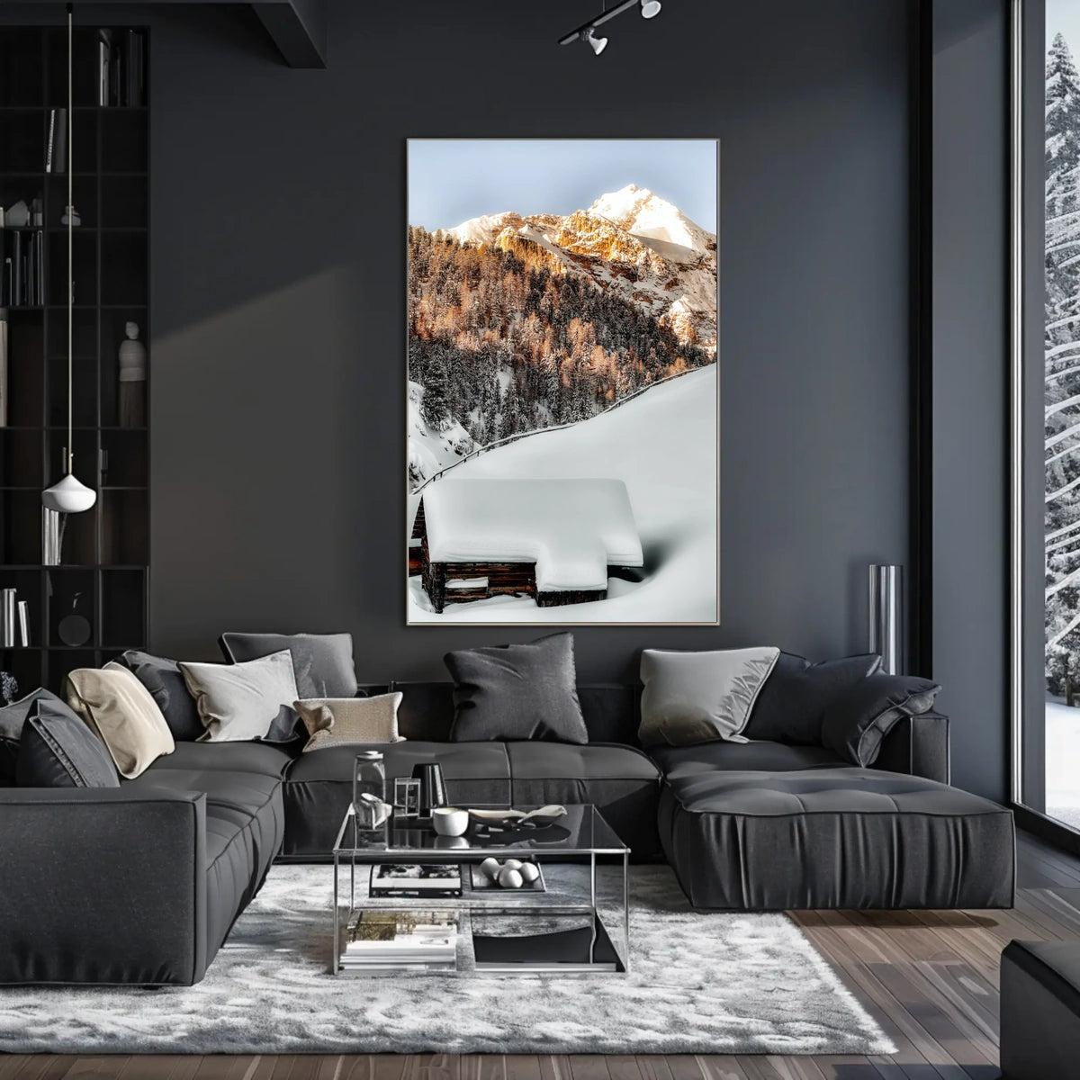 Winter Serenity Cabin in Snowy Alps National Park Poster