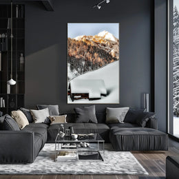 Winter Serenity Cabin in Snowy Alps National Park Poster