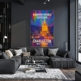Rainbow Double Exposure Charleston Poster