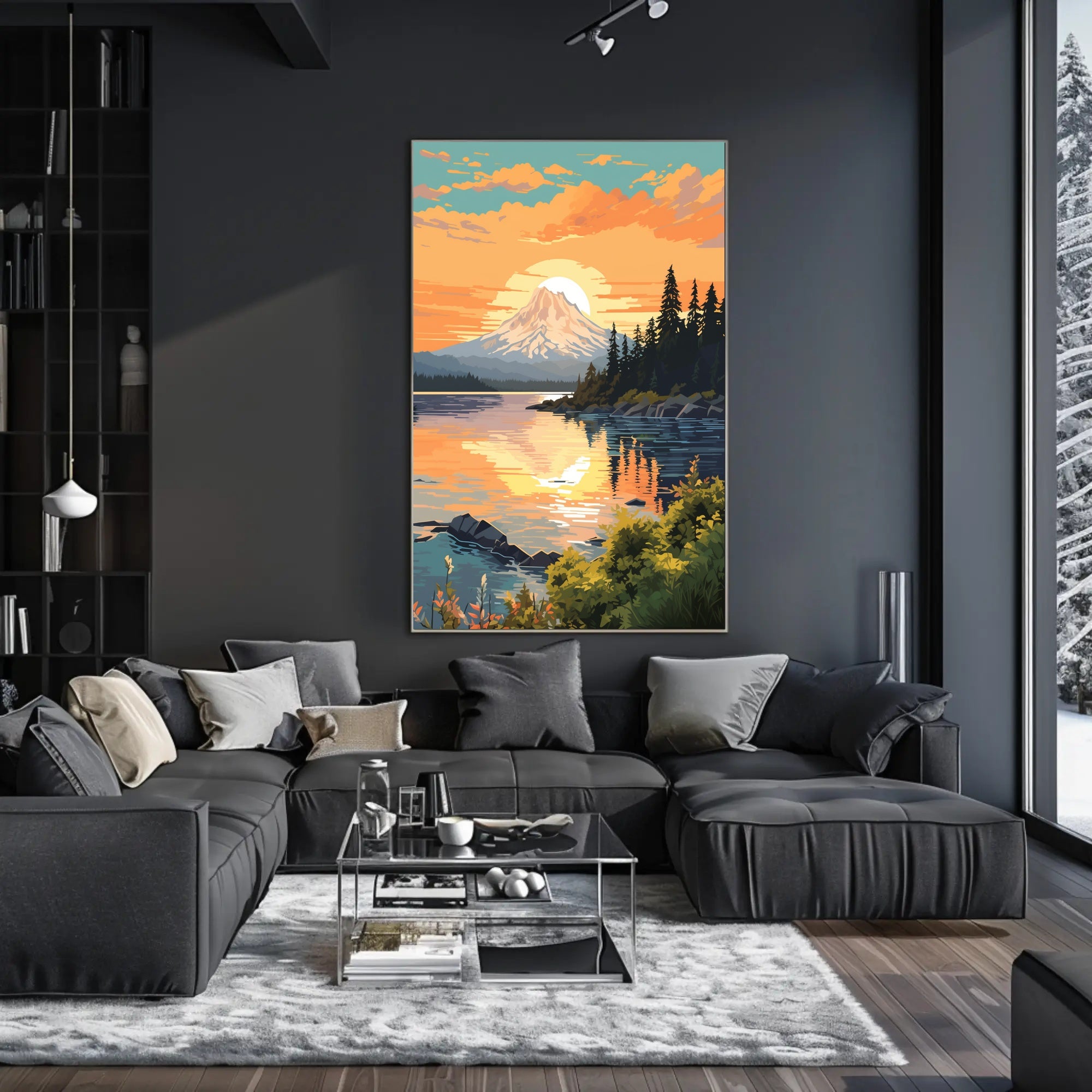 Serene Mountain Sunset Poster PosterGoat