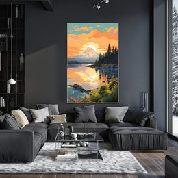 Serene Mountain Sunset Poster PosterGoat
