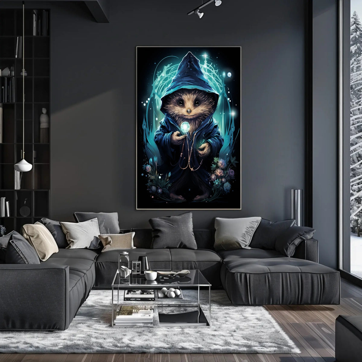 Mystical Hedgehog Wizard Fantasy Art Poster