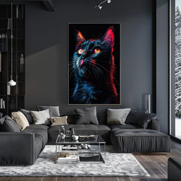 Neon Cat Portrait Poster