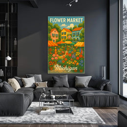Flower Market In Michigan Poster