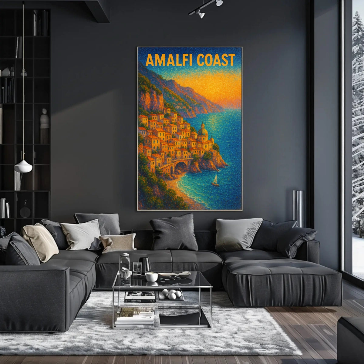 Amalfi Coast Poster 18x24 Coastal Wall Art Travel Decor