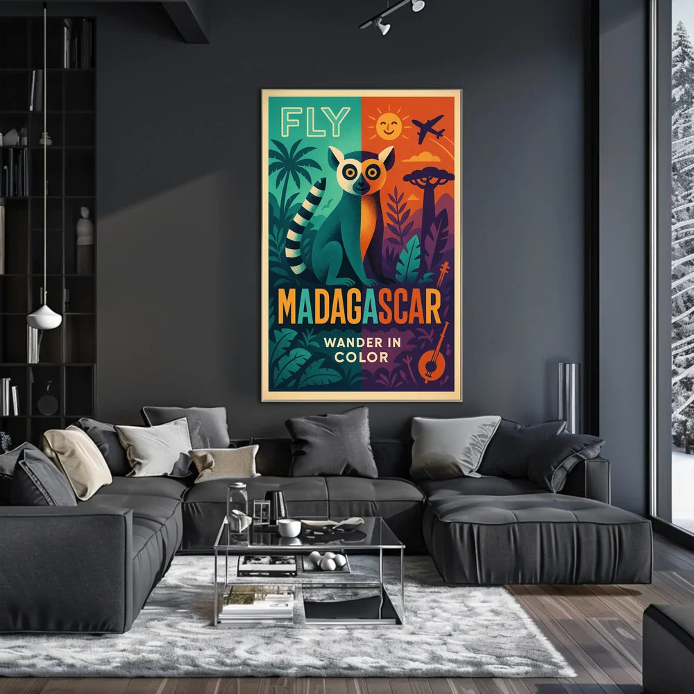 Explore Madagascar Vibrant Lemur Adventure Travel Poster PosterGoat