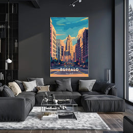 Buffalo Art Deco Urban Cityscape Poster Modern Wall Art