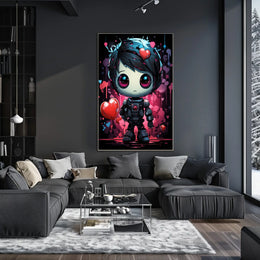 Cute Robotic Heart Poster: Futuristic Love Art