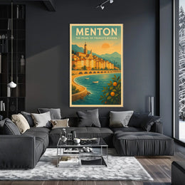 Menton Riviera Vintage Travel Poster: Coastal Elegance
