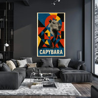 Capybara Art Poster with Geometric Design - Animal Poster