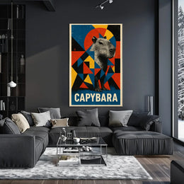 Capybara Art Poster with Geometric Design - Animal Poster
