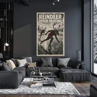 Reindeer Speed Skating: Whimsical Fantasy Sports Poster