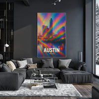 Austin Cityscape Psychedelic Pop Art Urban Poster