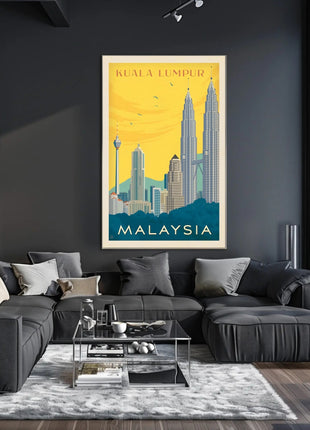 Kuala Lumpur Landmarks Vintage Travel Poster