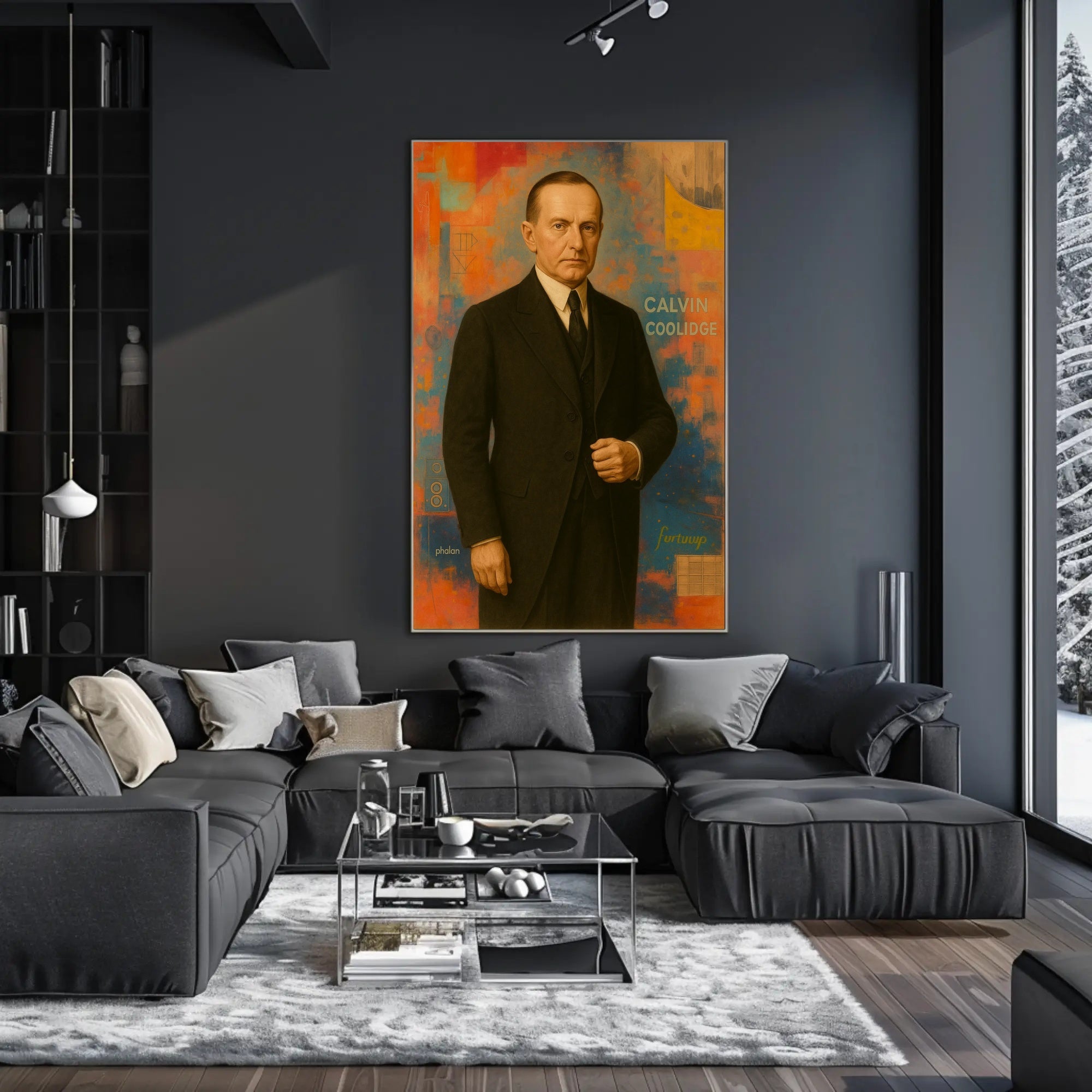 Calvin Coolidge Portrait Abstract Artistic Pop Culture Poster