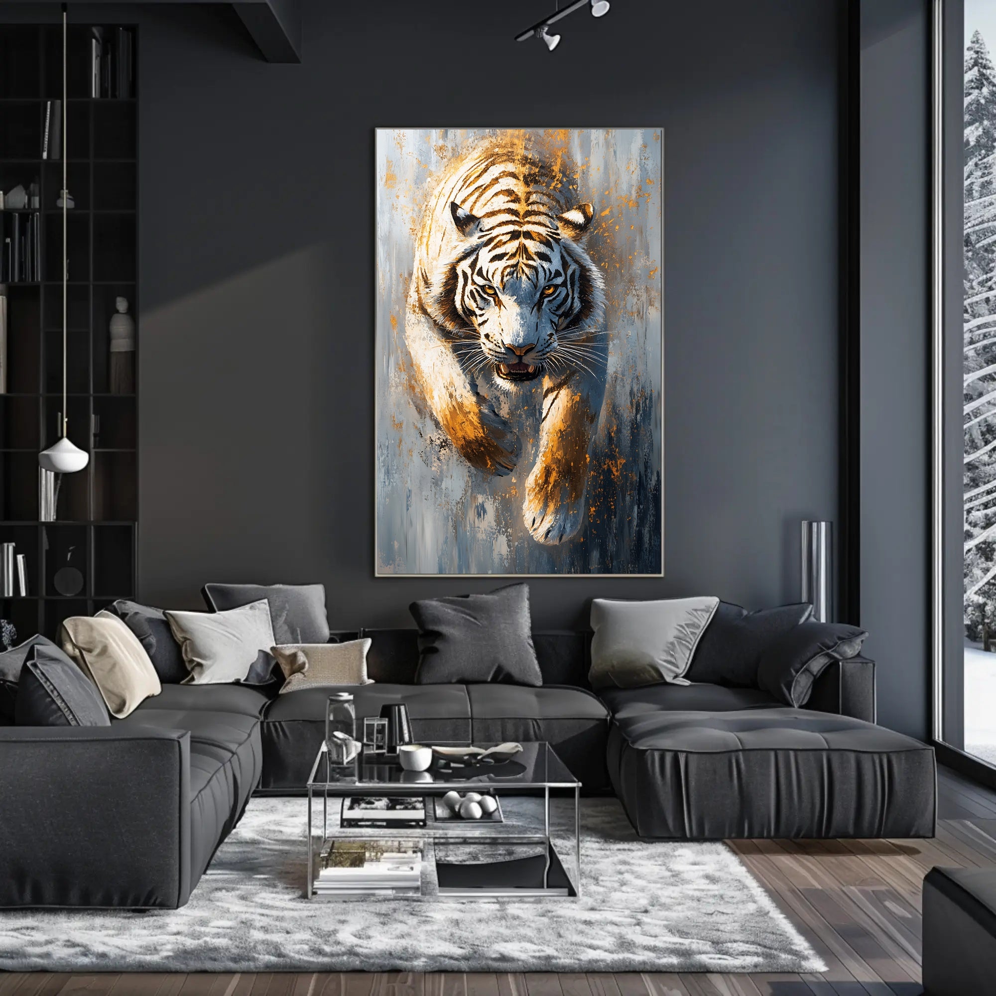White Tiger in Motion, Bold Animal Poster