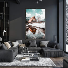 Winter Serenity In A Traditional Village Poster