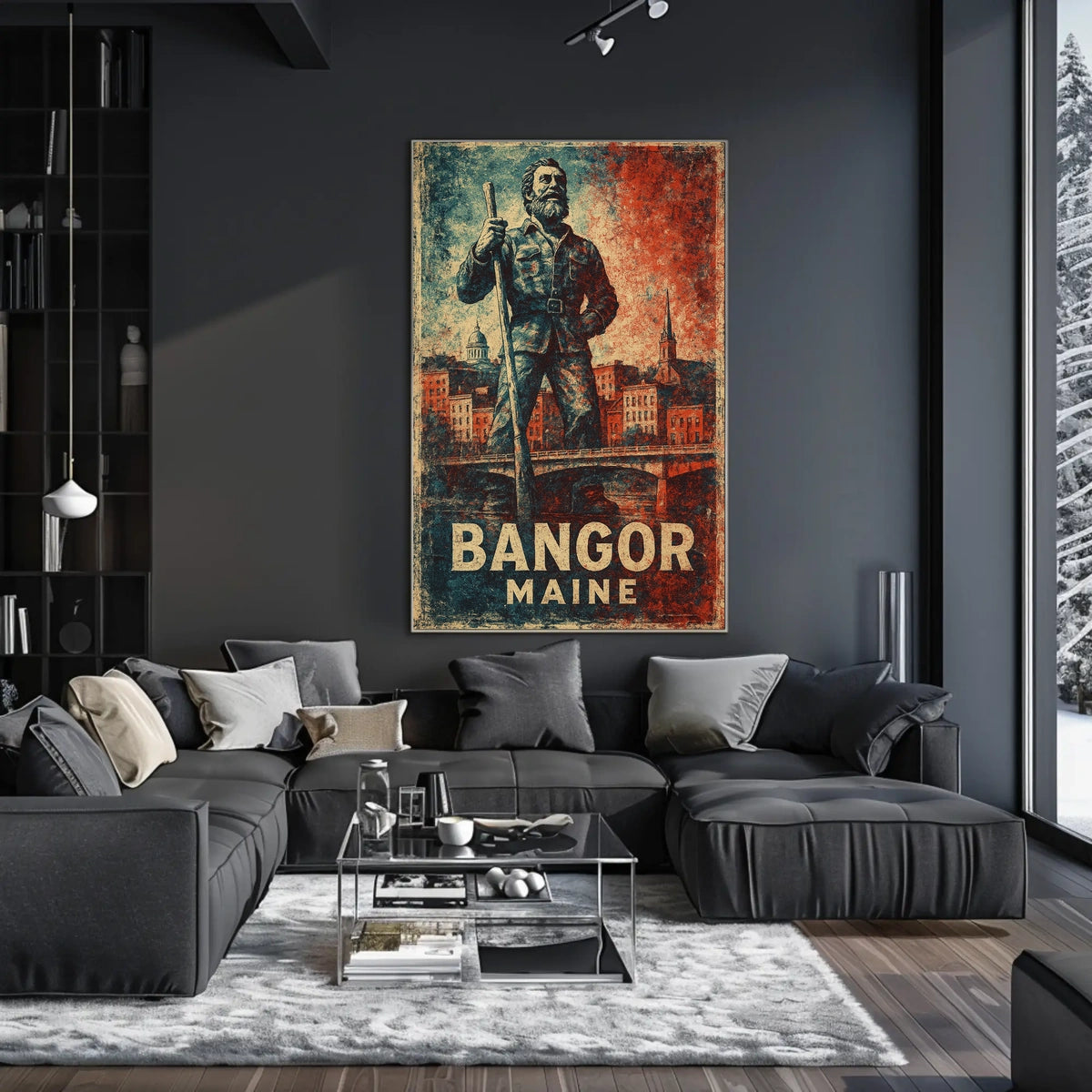 Bangor Maine Rustic Cityscape Wanderlust Poster