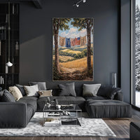 Clothesline Between Two Trees Overlooking Countryside Poster