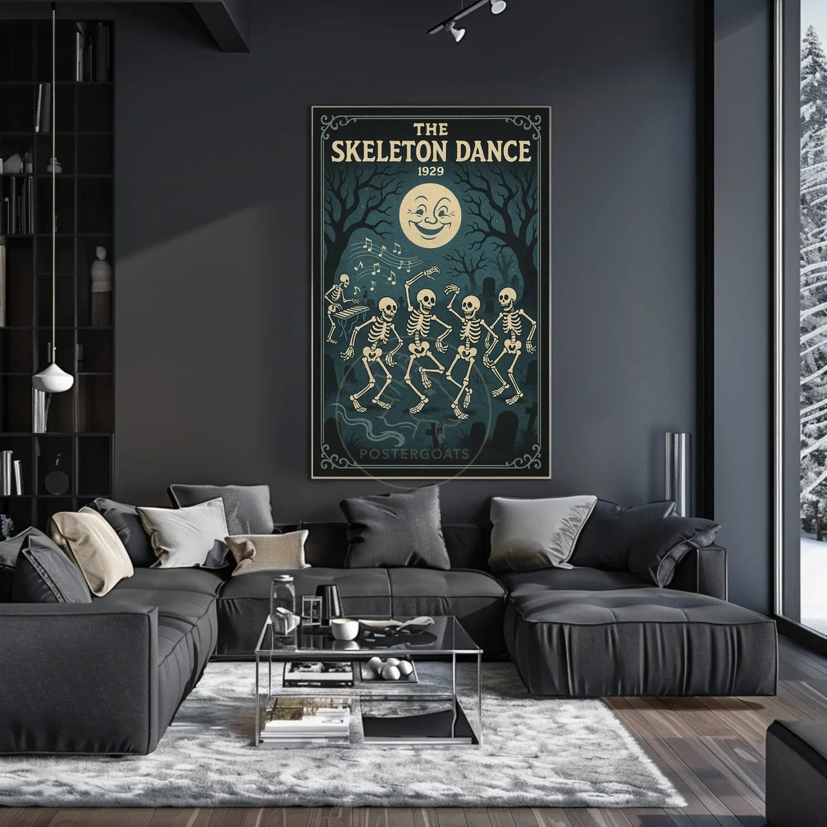 Dancing Skeletons Vintage Animation Pop Culture Poster