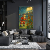Santa's Whimsical Sports Stadium Christmas Poster