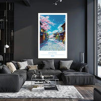 Kyoto Cherry Blossom Street Scene Travel Poster