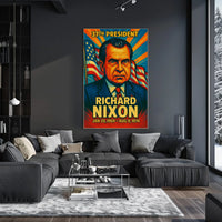 Richard Nixon 37th President of the United States Colorful Comic Book Style Poster