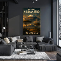 Kilimanjaro Majestic Vintage Travel Painterly Watercolor Nostalgic African Landscape Poster