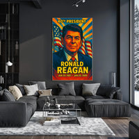 Ronald Reagan 40th President of the United States Colorful Comic Book Style Poster