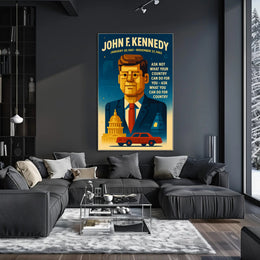 JFK Vintage Patriotic Art Print Historical or Presidential Poster