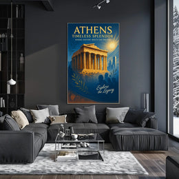Parthenon Vintage Poster: Athens' Timeless Splendor Unveiled