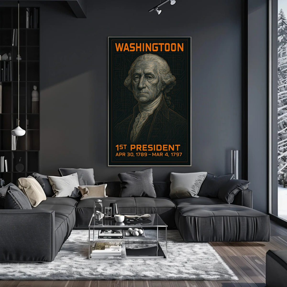 George Washington 1st President of the United States Techno Schematic Poster