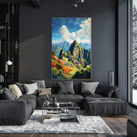 Machu Picchu Polygonal Art Adventure Cultural or Heritage Poster