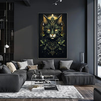 Majestic Cat in Mystical Geometric Nature Poster