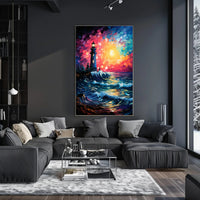 Lighthouse At Sunset Poster