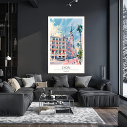 Vibrant Lyon Illustration Poster PosterGoat