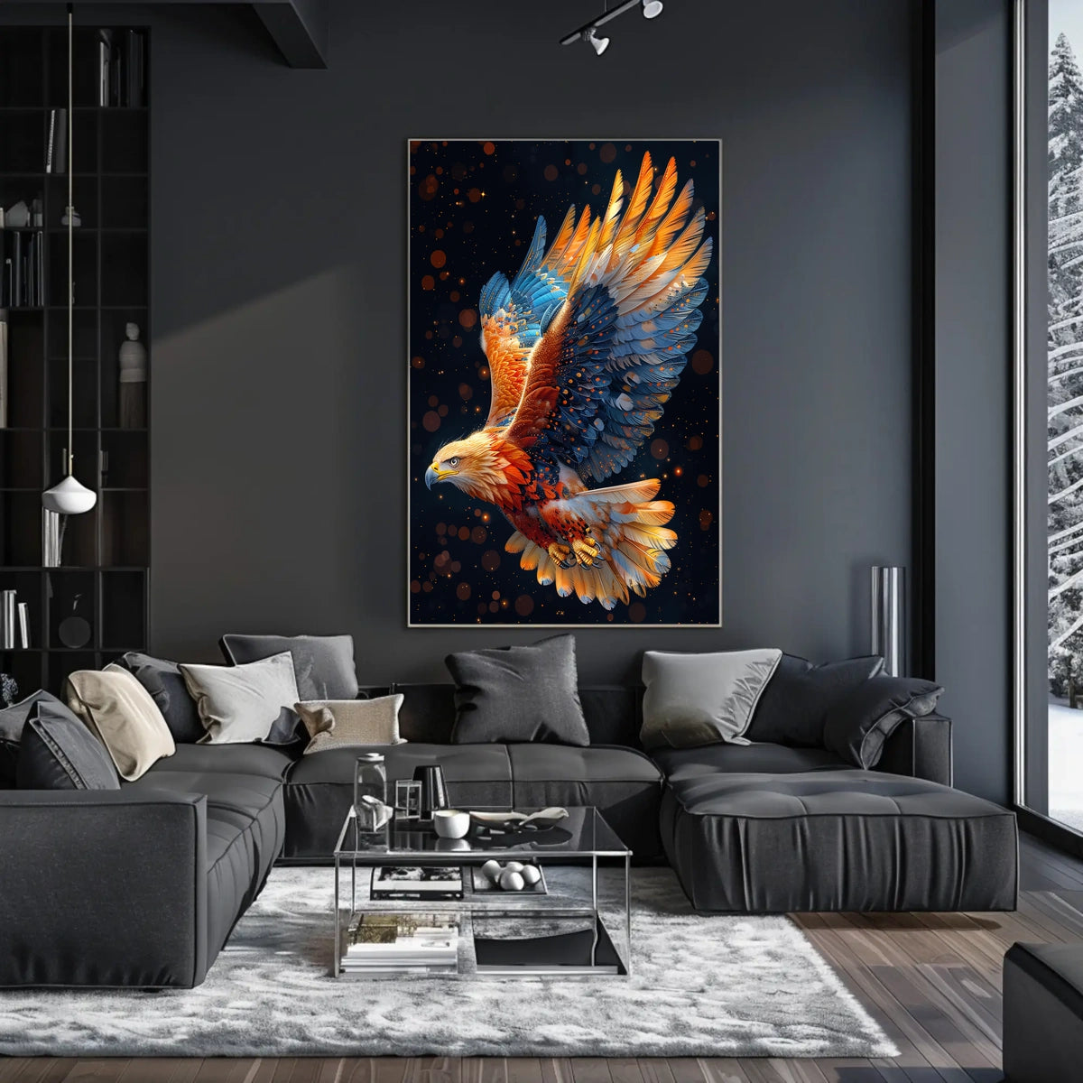 Majestic Eagle in Flight Surreal Art Poster