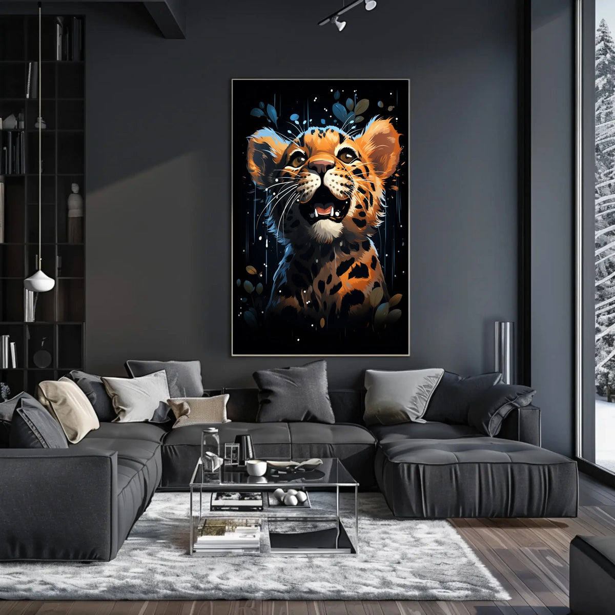 Leopard Cub Joyful Adventure Vibrant Art Poster