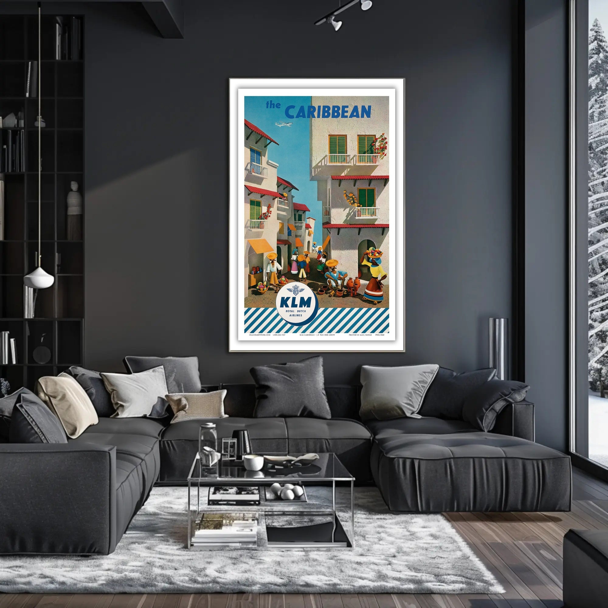 KLM Caribbean Adventure Vintage Travel Poster PosterGoat